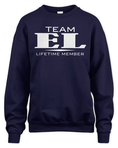 EL BL62-K4-128 - Personalized “Team NAME Lifetime Member” - Unisex Sweatshirt - Navy