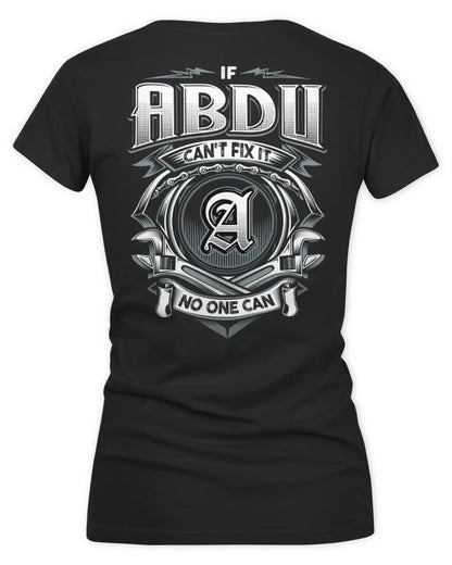 ABDU AP81-K4-626 - Personalized Ahmed Quote Apparel “If Ahmed Can't Fix It, No One Can” - Women's V-Neck T-Shirt - Black