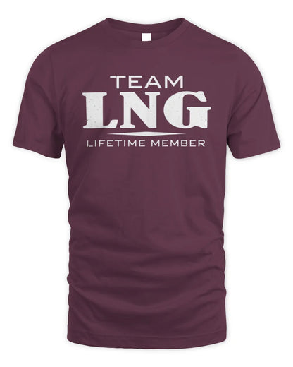 LNG BL62-K4-128 - Personalized “Team NAME Lifetime Member” - Unisex Standard T-Shirt - Maroon
