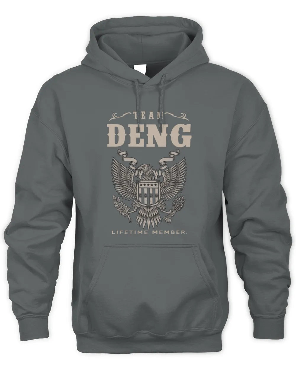 DENG TP06-K82 – Personalized Classic Style Apparel “Team NAME Lifetime Member” - Unisex Hoodie - Charcoal