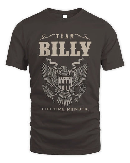 BILLY TP06-K82 – Personalized Classic Style Apparel “Team NAME Lifetime Member” - Unisex Standard T-Shirt - Dark Chocolate