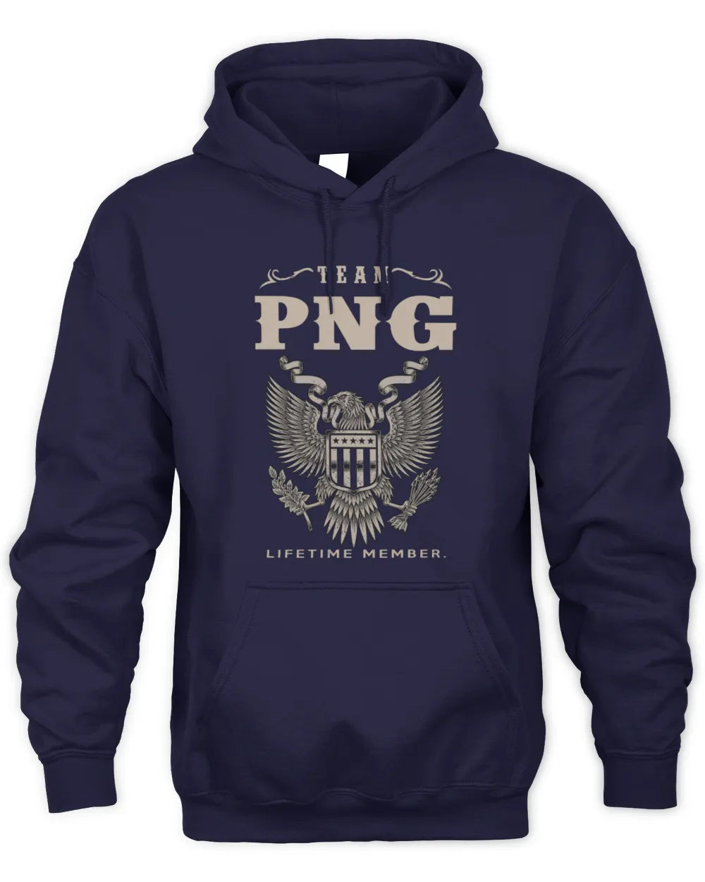 PNG TP06-K82 – Personalized Classic Style Apparel “Team NAME Lifetime Member” - Unisex Hoodie - Navy