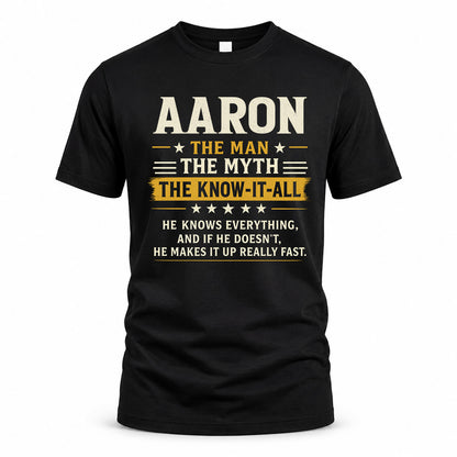AARON TM90-K04-125 - NAME Legendary Know-It-All Personalized Funny Shirt