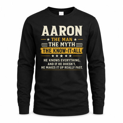 AARON TM90-K04-125 - NAME Legendary Know-It-All Personalized Funny Shirt