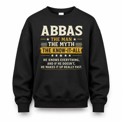 ABBAS TM90-K04-125 - NAME Legendary Know-It-All Personalized Funny Shirt