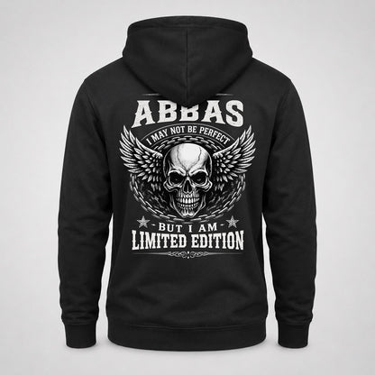 ABBAS P01-K24-229 – Personalized Skull Graphic Apparel “I Am NAME I May Not Be Perfect But I Am Limited Edition”