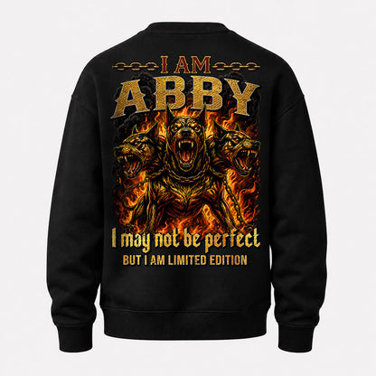 ABBY MP88-F2-168–Personalized Bold Quote Apparel “I Am NAME I May Not Be Perfect But I Am Limited Edition