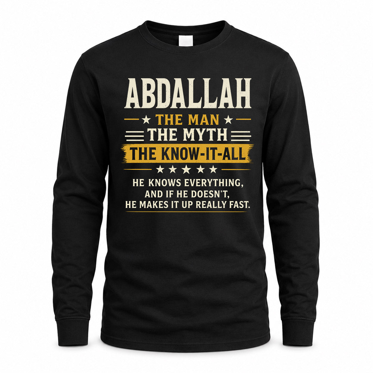 ABDALLAH TM90-K04-125 - NAME Legendary Know-It-All Personalized Funny Shirt