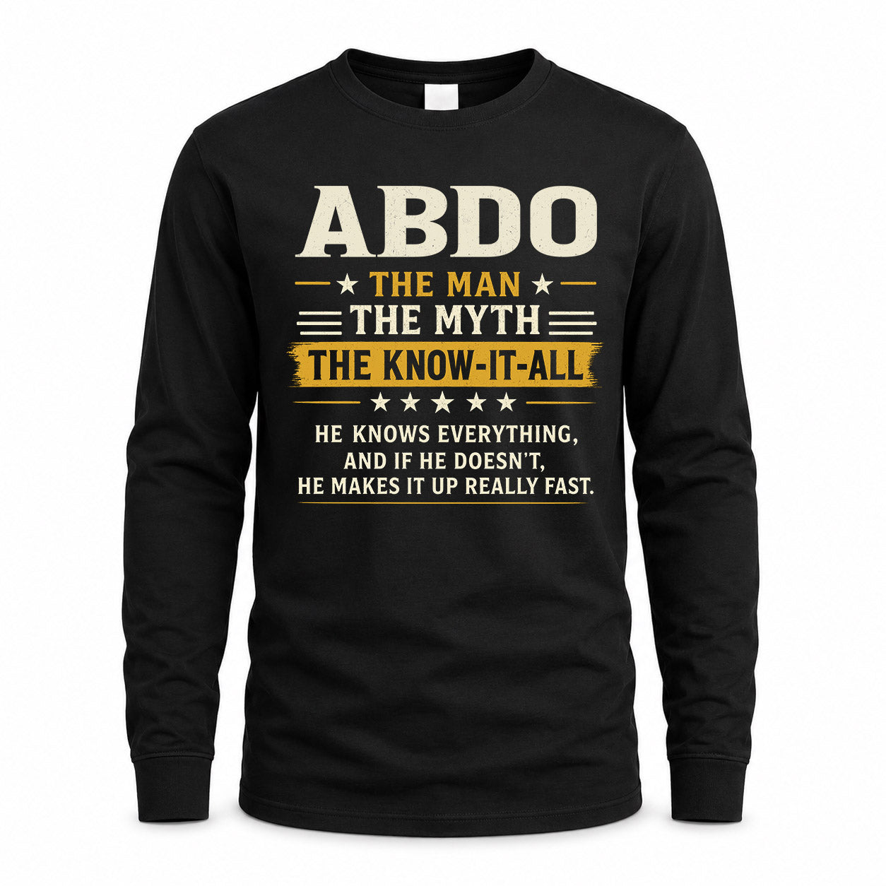 ABDO TM90-K04-125 - NAME Legendary Know-It-All Personalized Funny Shirt