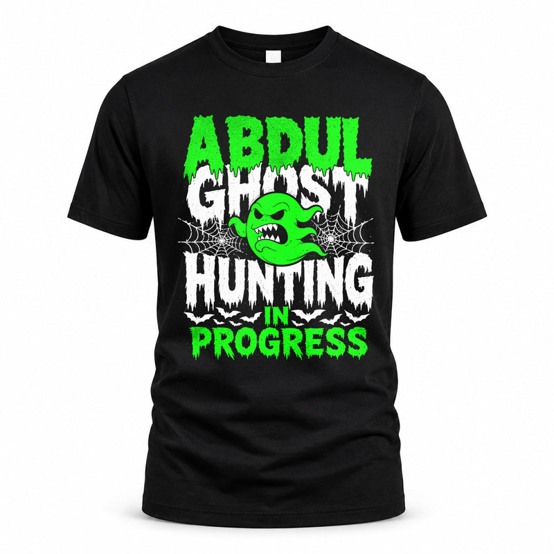 ABDUL HW22-K06-109 - NAME Ghost Hunting In Progress Personalized Halloween Shirt