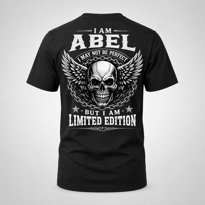 ABEL P01-K24-229 – Personalized Skull Graphic Apparel “I Am NAME I May Not Be Perfect But I Am Limited Edition”