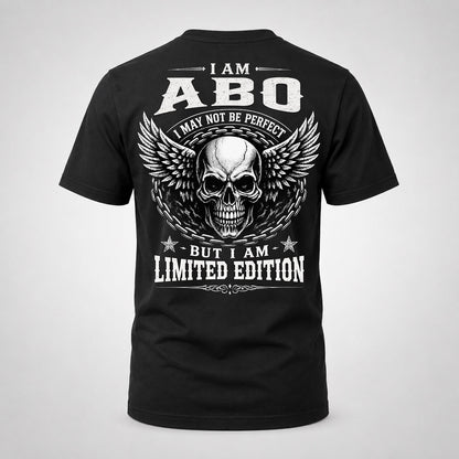 ABO P01-K24-229 – Personalized Skull Graphic Apparel “I Am NAME I May Not Be Perfect But I Am Limited Edition”