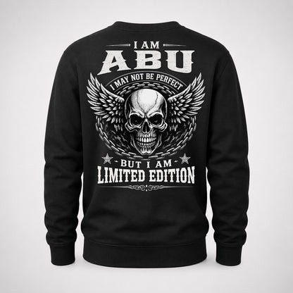 ABU P01-K24-229 – Personalized Skull Graphic Apparel “I Am NAME I May Not Be Perfect But I Am Limited Edition”