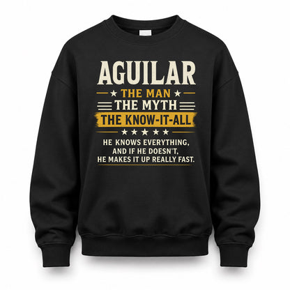 AGUILAR TM90-K04-125 - NAME Legendary Know-It-All Personalized Funny Shirt