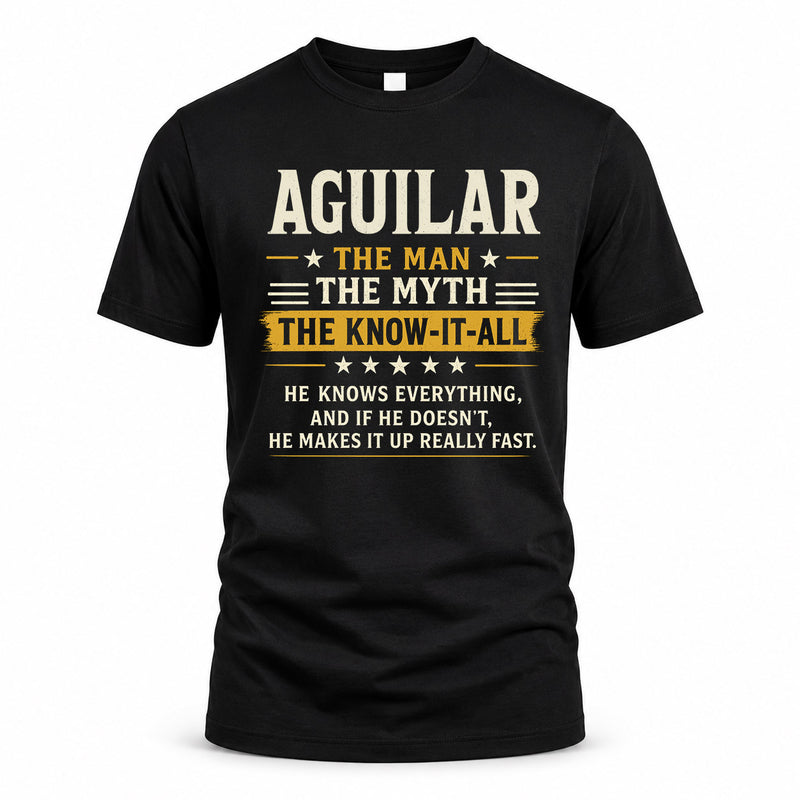 AGUILAR TM90-K04-125 - NAME Legendary Know-It-All Personalized Funny Shirt
