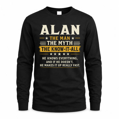 ALAN TM90-K04-125 - NAME Legendary Know-It-All Personalized Funny Shirt