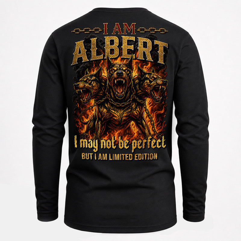 ALBERT MP88-F2-168–Personalized Bold Quote Apparel “I Am NAME I May Not Be Perfect But I Am Limited Edition