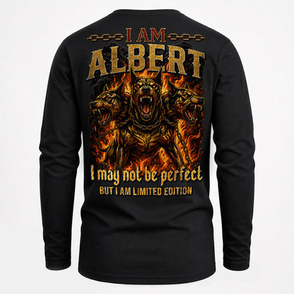 ALBERT MP88-F2-168–Personalized Bold Quote Apparel “I Am NAME I May Not Be Perfect But I Am Limited Edition