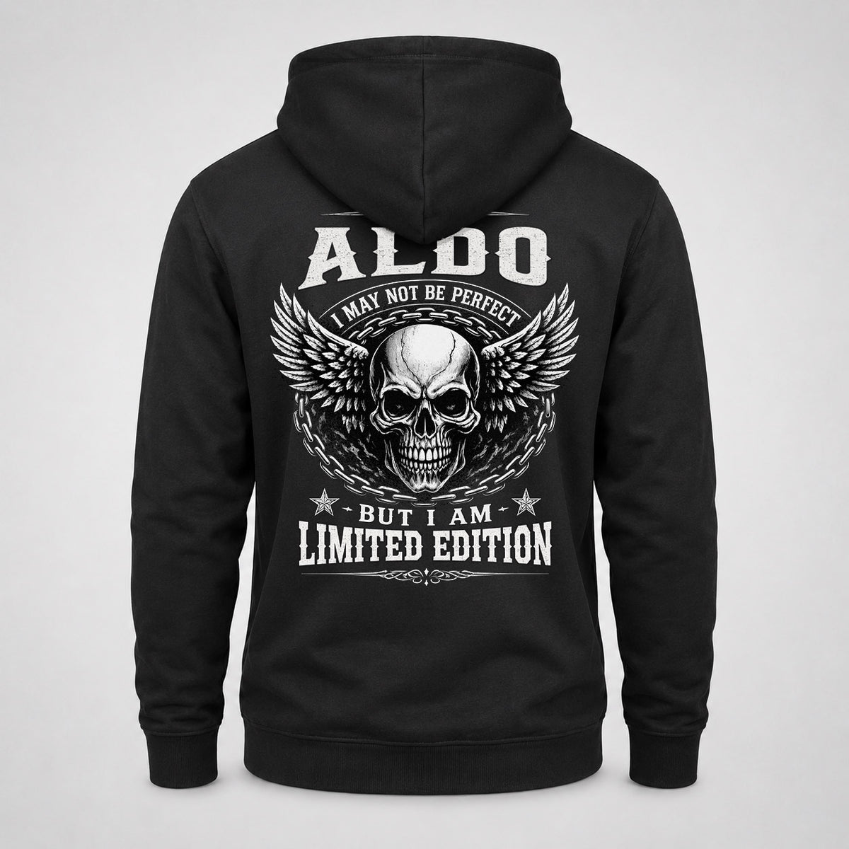 ALDO P01-K24-229 – Personalized Skull Graphic Apparel “I Am NAME I May Not Be Perfect But I Am Limited Edition”