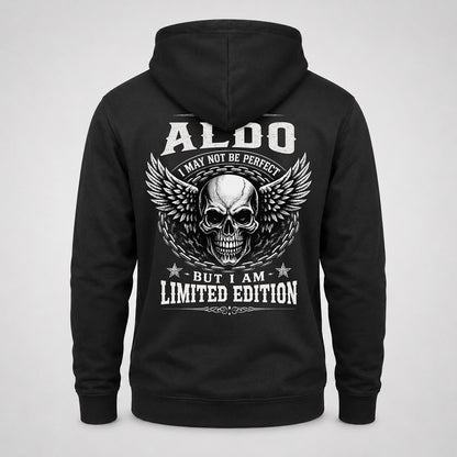 ALDO P01-K24-229 – Personalized Skull Graphic Apparel “I Am NAME I May Not Be Perfect But I Am Limited Edition”