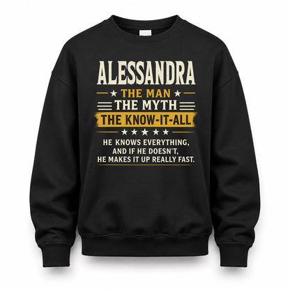 ALESSANDRA TM90-K04-125 - NAME Legendary Know-It-All Personalized Funny Shirt