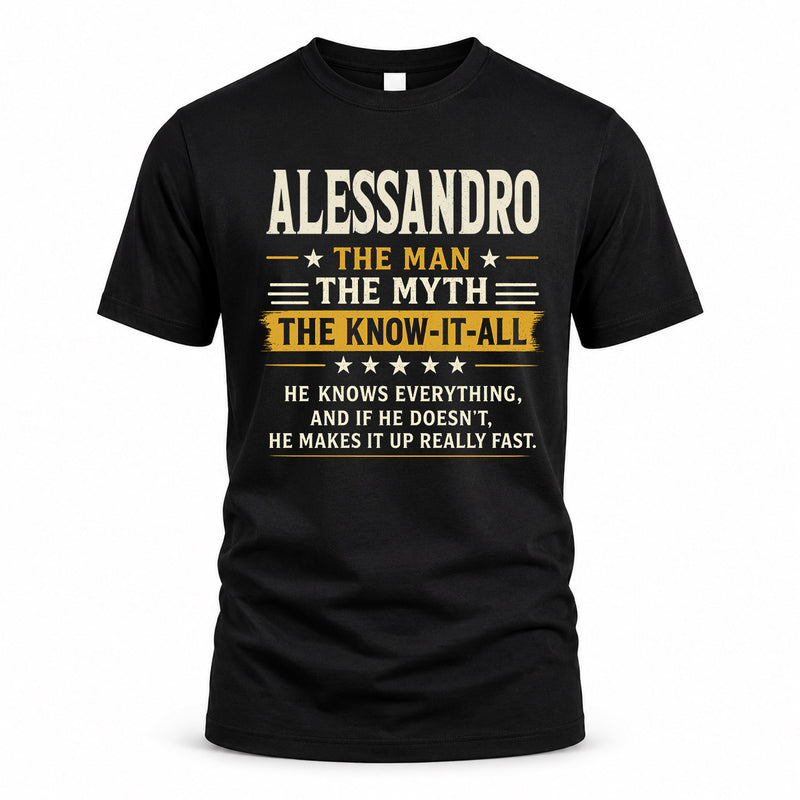 ALESSANDRO TM90-K04-125 - NAME Legendary Know-It-All Personalized Funny Shirt