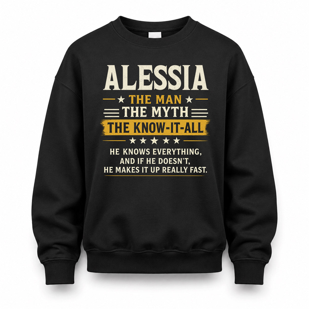 ALESSIA TM90-K04-125 - NAME Legendary Know-It-All Personalized Funny Shirt