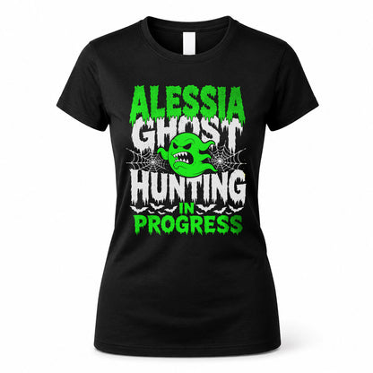 ALESSIA HW22-K06-109 - NAME Ghost Hunting In Progress Personalized Halloween Shirt