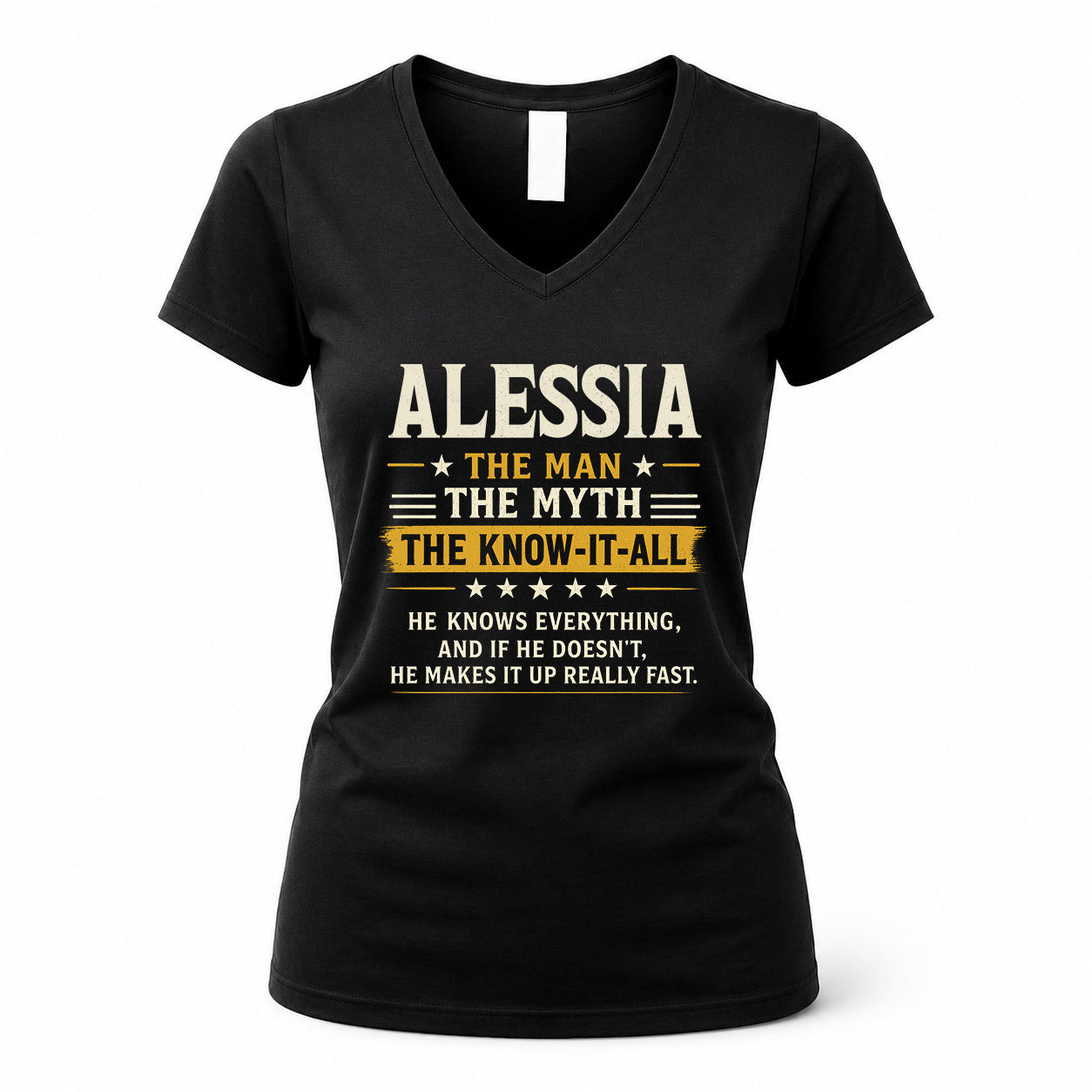 ALESSIA TM90-K04-125 - NAME Legendary Know-It-All Personalized Funny Shirt