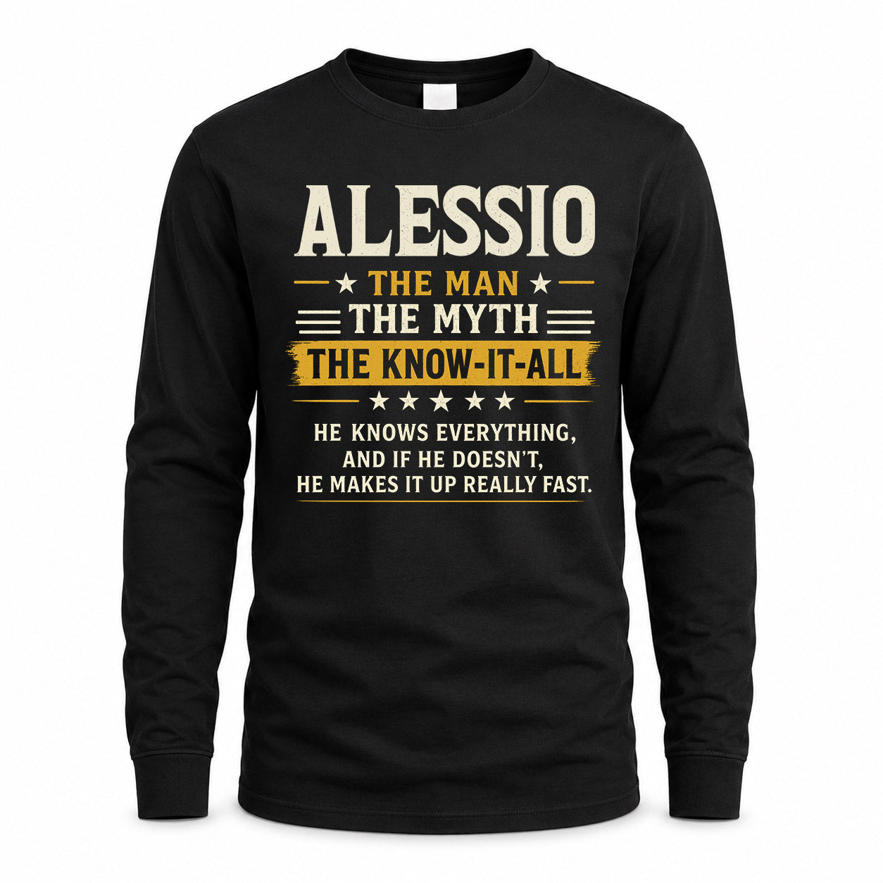 ALESSIO TM90-K04-125 - NAME Legendary Know-It-All Personalized Funny Shirt