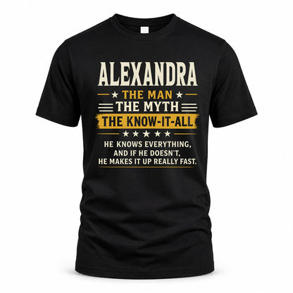 ALEXANDRA TM90-K04-125 - NAME Legendary Know-It-All Personalized Funny Shirt