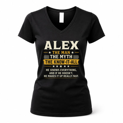 ALEX TM90-K04-125 - NAME Legendary Know-It-All Personalized Funny Shirt