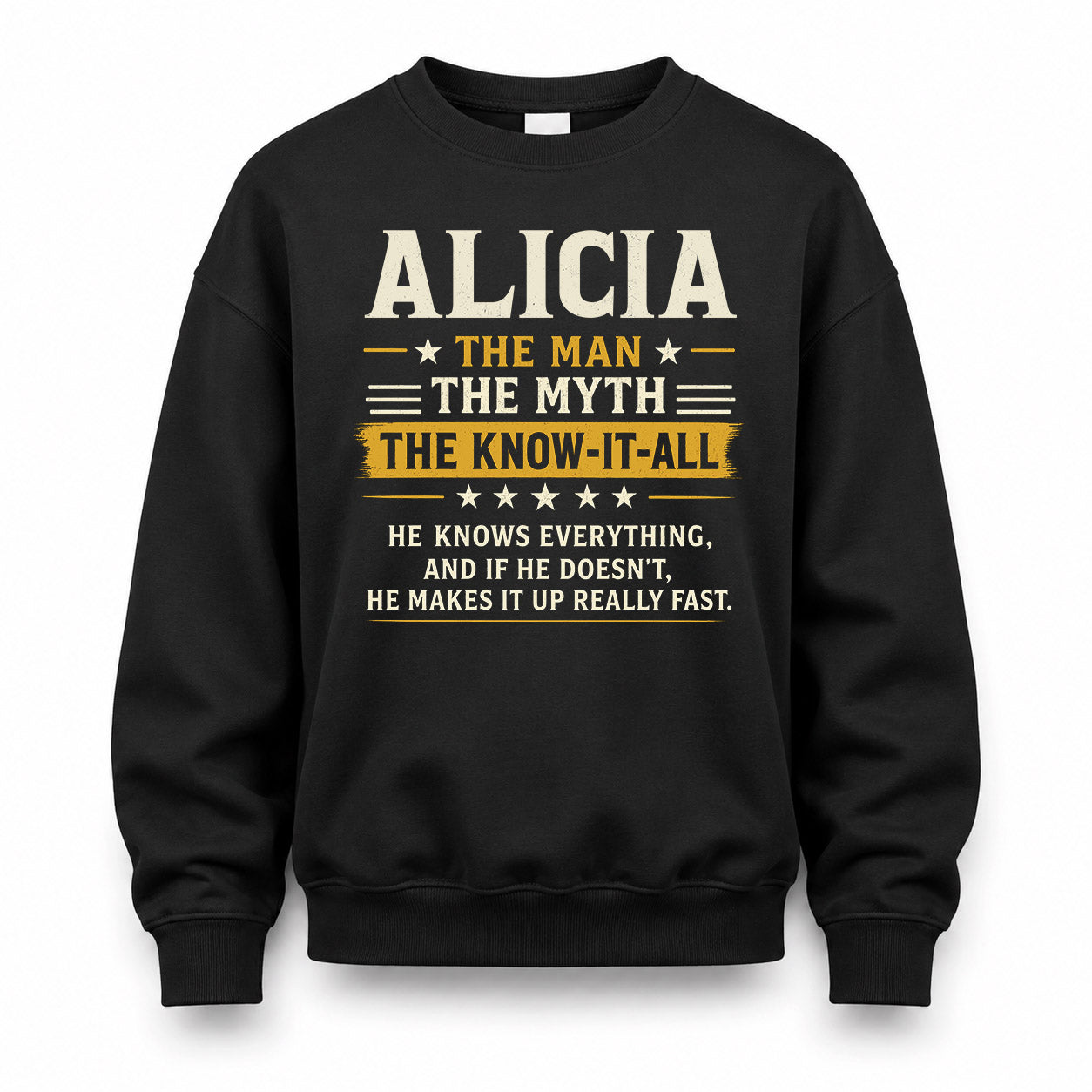 ALICIA TM90-K04-125 - NAME Legendary Know-It-All Personalized Funny Shirt