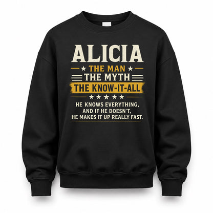 ALICIA TM90-K04-125 - NAME Legendary Know-It-All Personalized Funny Shirt