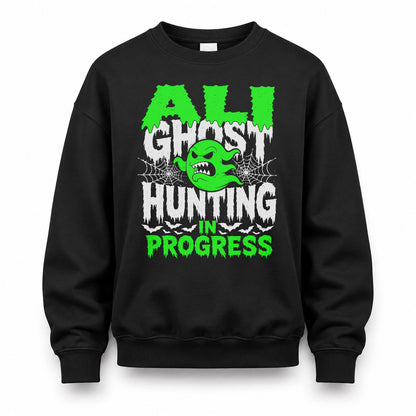 ALI HW22-K06-109 - NAME Ghost Hunting In Progress Personalized Halloween Shirt