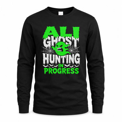 ALI HW22-K06-109 - NAME Ghost Hunting In Progress Personalized Halloween Shirt