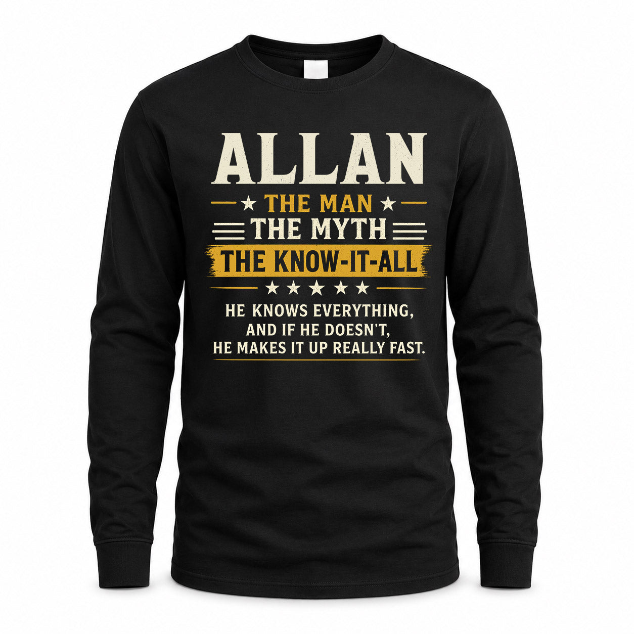 ALLAN TM90-K04-125 - NAME Legendary Know-It-All Personalized Funny Shirt