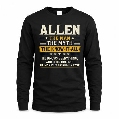 ALLEN TM90-K04-125 - NAME Legendary Know-It-All Personalized Funny Shirt
