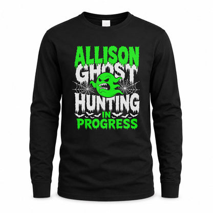 ALLISON HW22-K06-109 - NAME Ghost Hunting In Progress Personalized Halloween Shirt