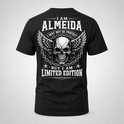ALMEIDA P01-K24-229 – Personalized Skull Graphic Apparel “I Am NAME I May Not Be Perfect But I Am Limited Edition”
