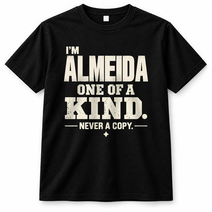 ALMEIDA P6-K4-228 Personalized Funny Quote Apparel “I’m NAME – One of a Kind, Never a Copy”