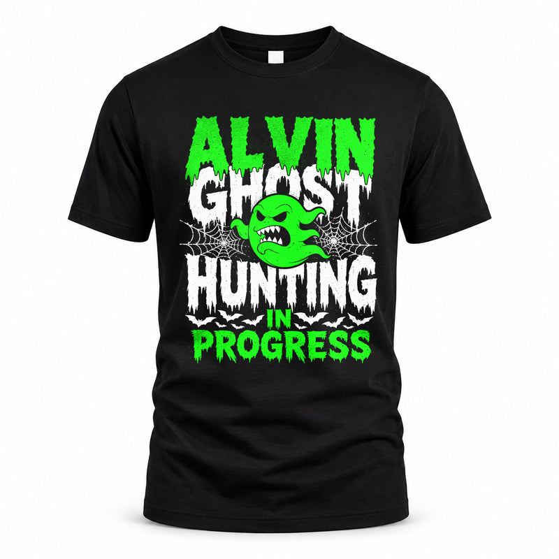 ALVIN HW22-K06-109 - NAME Ghost Hunting In Progress Personalized Halloween Shirt