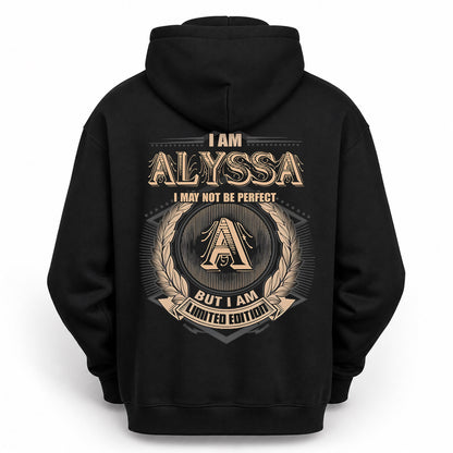 ALYSSA PH55-T25-Personalized Name Quote Apparel “I Am NAME May Not Be Perfect But I Am Limited Edition”