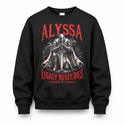 ALYSSA HS90-K04-109 - NAME Legacy Never Dies Forged By Honor Personalized Knight
