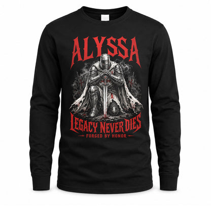 ALYSSA HS90-K04-109 - NAME Legacy Never Dies Forged By Honor Personalized Knight