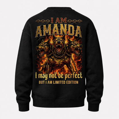 AMANDA MP88-F2-168–Personalized Bold Quote Apparel “I Am NAME I May Not Be Perfect But I Am Limited Edition