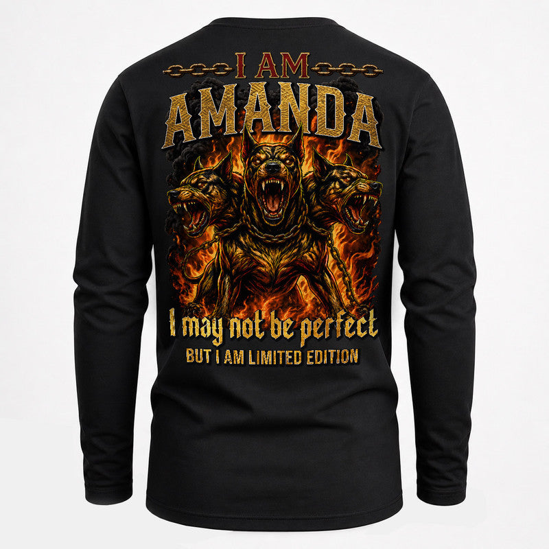 AMANDA MP88-F2-168–Personalized Bold Quote Apparel “I Am NAME I May Not Be Perfect But I Am Limited Edition