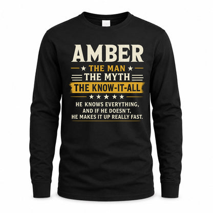 AMBER TM90-K04-125 - NAME Legendary Know-It-All Personalized Funny Shirt