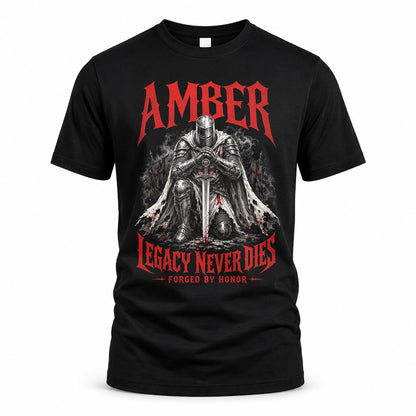 AMBER HS90-K04-109 - NAME Legacy Never Dies Forged By Honor Personalized Knight