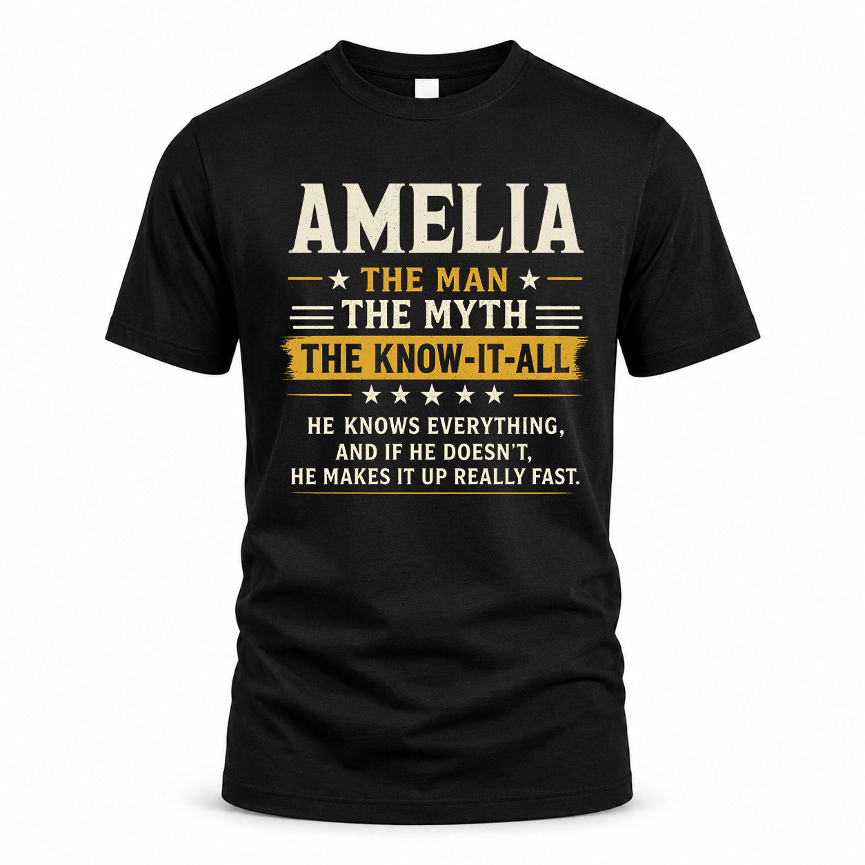 AMELIA TM90-K04-125 - NAME Legendary Know-It-All Personalized Funny Shirt